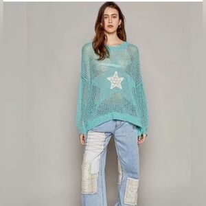 POL Written In The Stars Open Weave Sweater